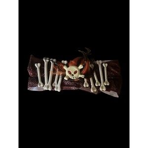Skeleton Headband with bones & feathers.